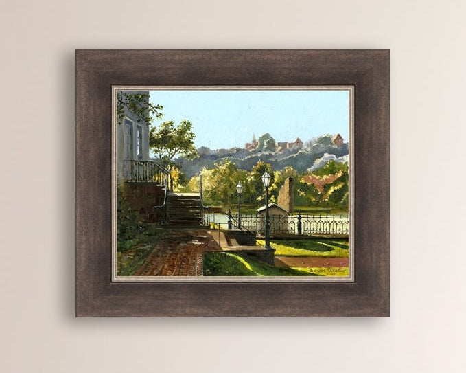 Summer Day, painting of Main Street, Bethlehem, Moravian Church