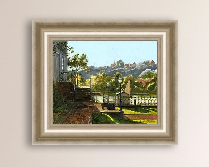 Summer Day, painting of Main Street, Bethlehem, Moravian Church