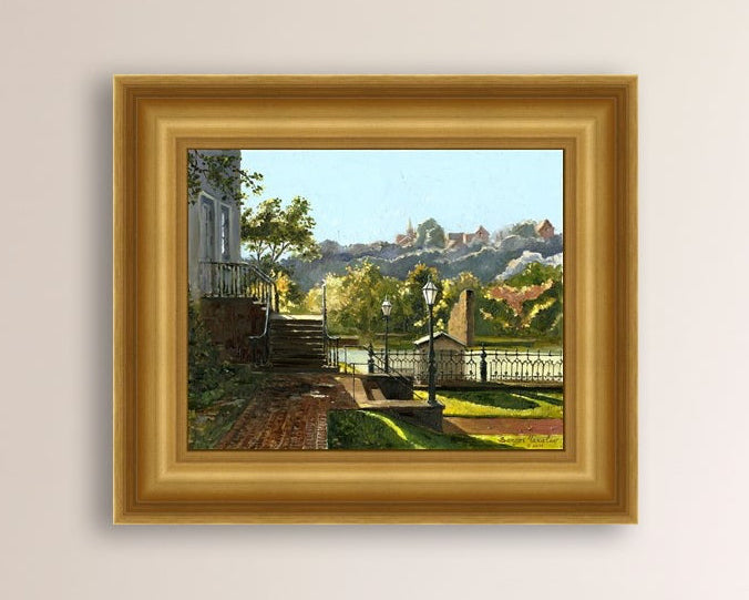 Summer Day, painting of Main Street, Bethlehem, Moravian Church