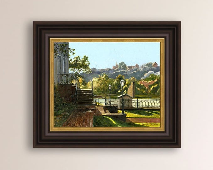 Summer Day, painting of Main Street, Bethlehem, Moravian Church