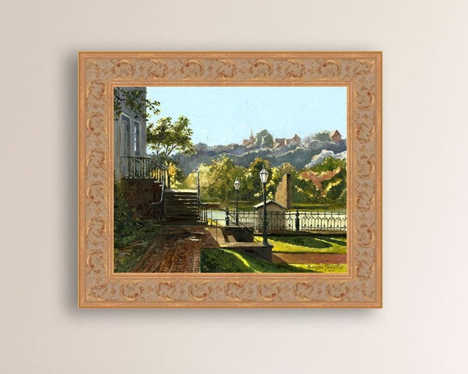 Summer Day, painting of Main Street, Bethlehem, Moravian Church