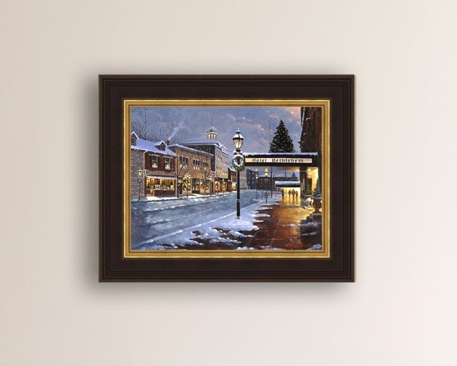 Hotel Bethlehem painting with the snow and Christmas Tree 