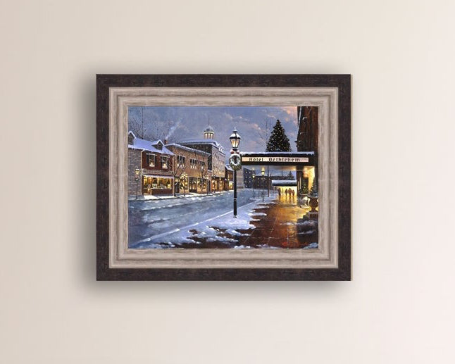 Hotel Bethlehem painting with the snow and Christmas Tree 