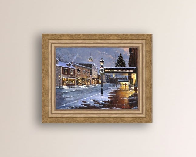 Hotel Bethlehem painting with the snow and Christmas Tree 