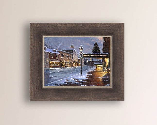 Hotel Bethlehem painting with the snow and Christmas Tree 