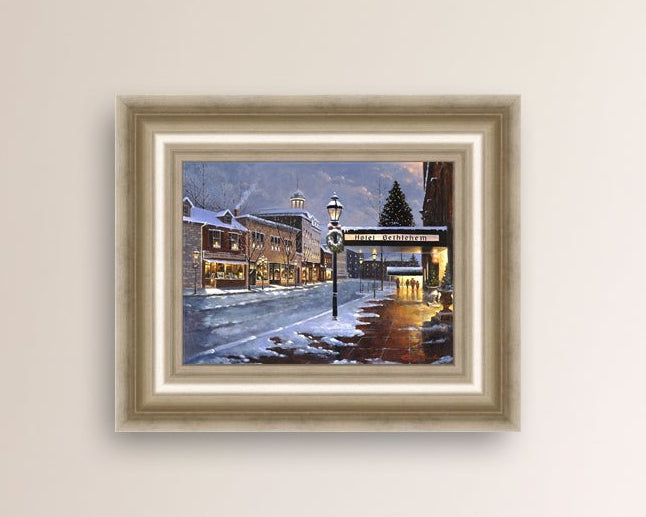 Hotel Bethlehem painting with the snow and Christmas Tree 