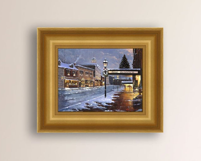 Hotel Bethlehem painting with the snow and Christmas Tree 