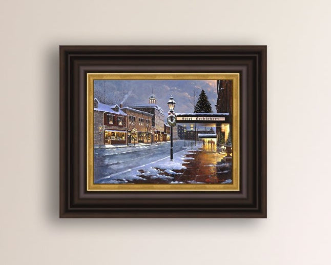 Hotel Bethlehem painting with the snow and Christmas Tree 