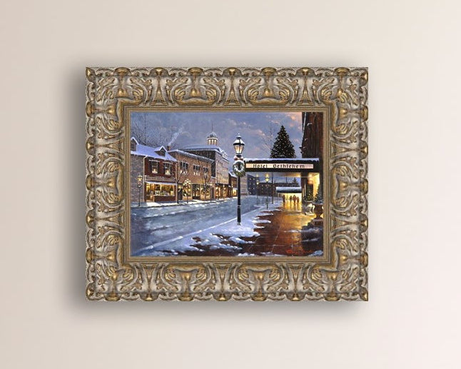 Hotel Bethlehem painting with the snow and Christmas Tree 
