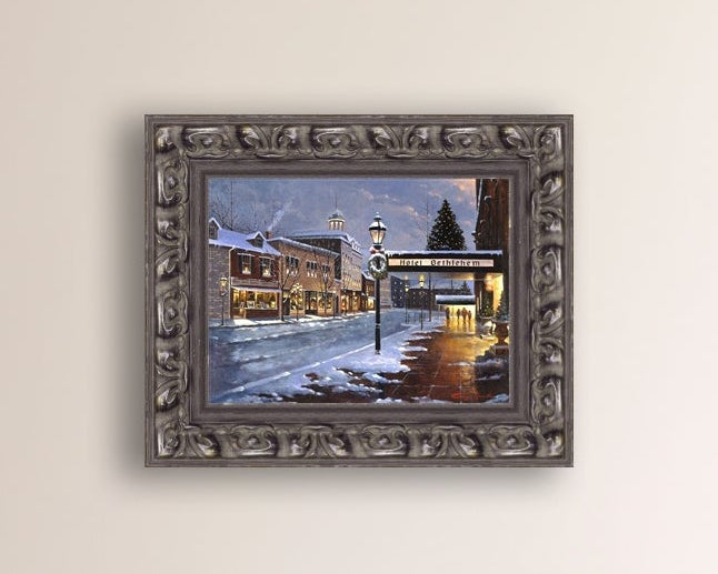 Hotel Bethlehem painting with the snow and Christmas Tree 