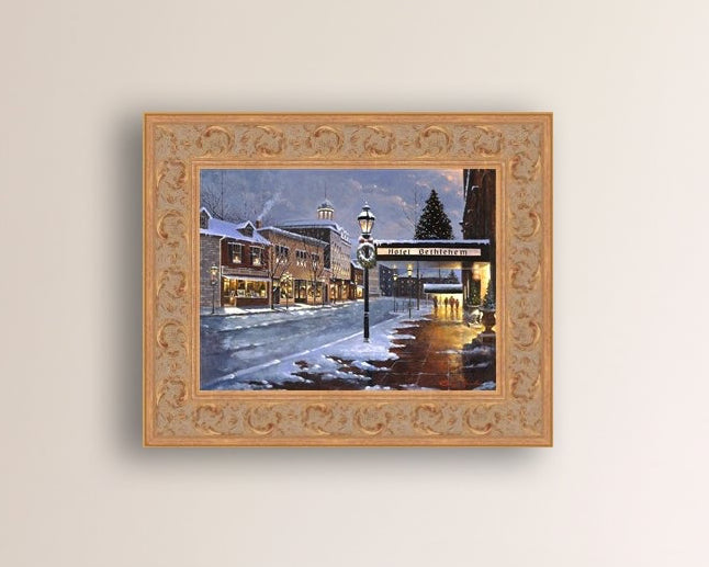 Hotel Bethlehem painting with the snow and Christmas Tree 