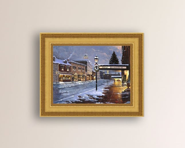 Hotel Bethlehem painting with the snow and Christmas Tree 