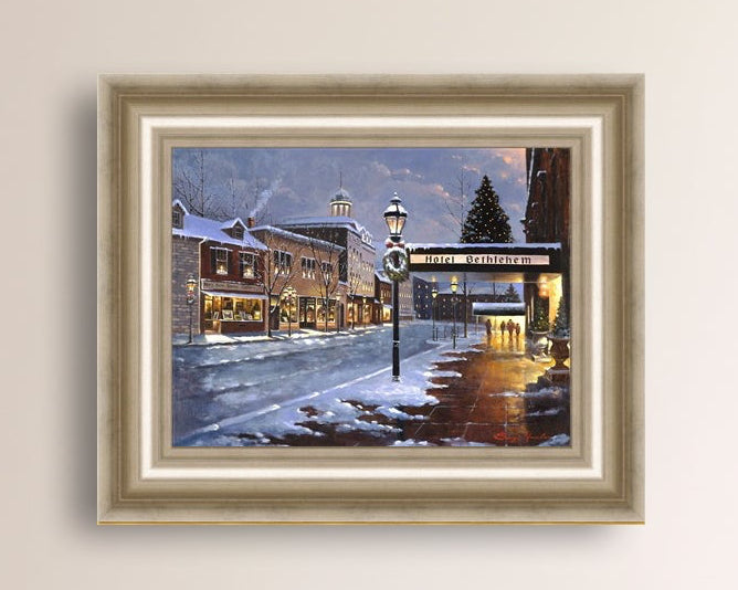 Hotel Bethlehem painting with the snow and Christmas Tree 