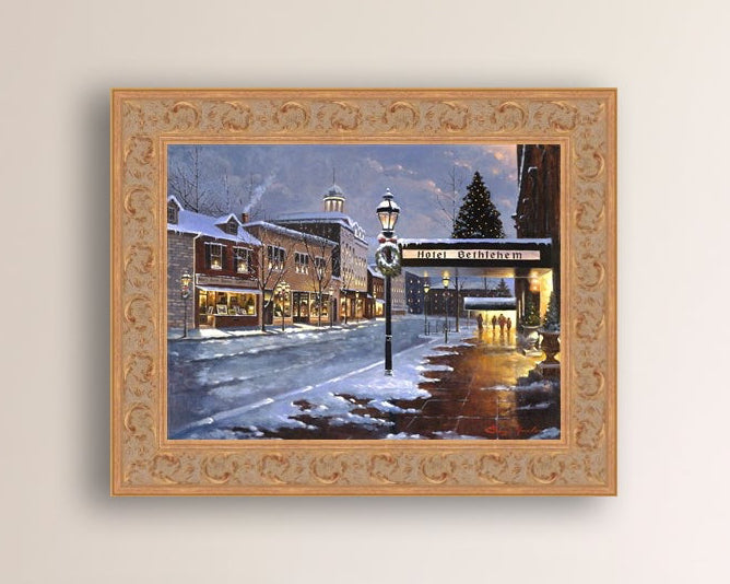 Hotel Bethlehem painting with the snow and Christmas Tree 