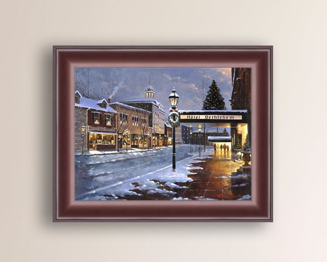 Hotel Bethlehem painting with the snow and Christmas Tree 