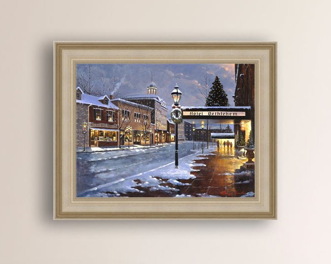 Hotel Bethlehem painting with the snow and Christmas Tree 