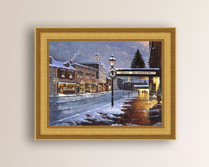 Hotel Bethlehem painting with the snow and Christmas Tree 