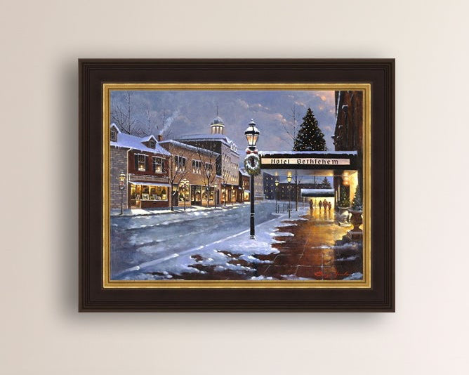 Hotel Bethlehem painting with the snow and Christmas Tree 