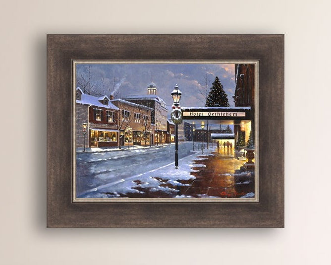Hotel Bethlehem painting with the snow and Christmas Tree 