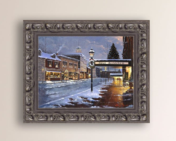 Hotel Bethlehem painting with the snow and Christmas Tree 