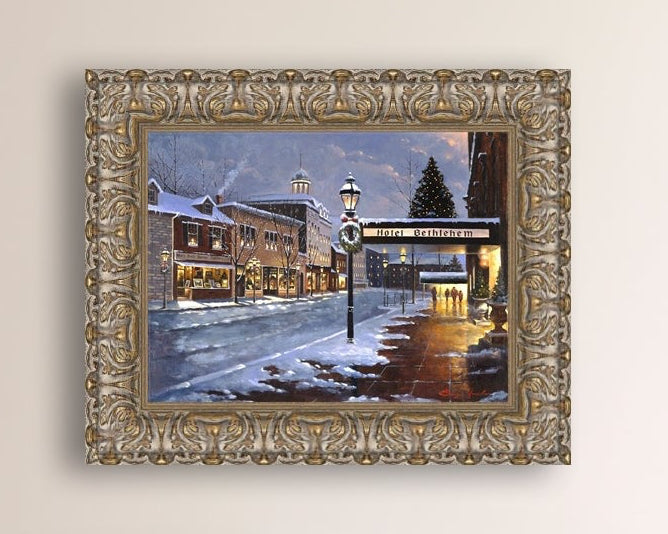 Hotel Bethlehem painting with the snow and Christmas Tree 