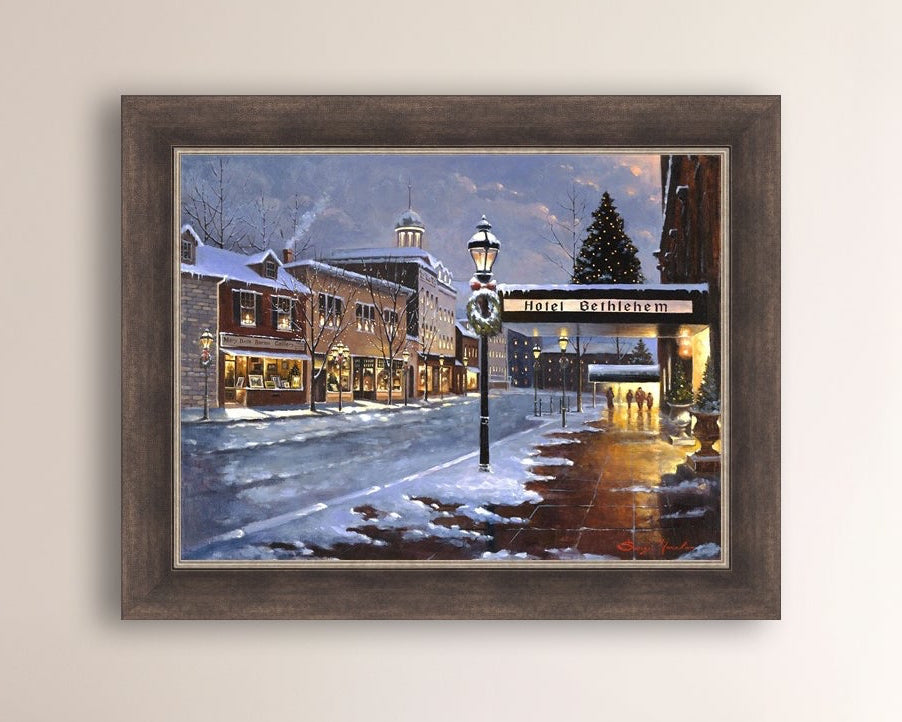 Hotel Bethlehem painting with the snow and Christmas Tree 