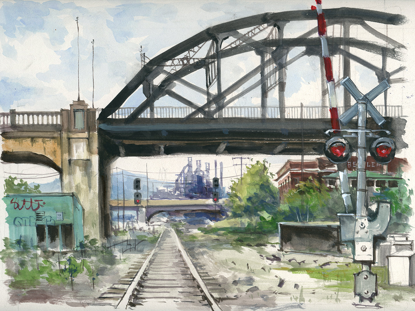 Rail Road Crossing Under Hill to Hill Bridge