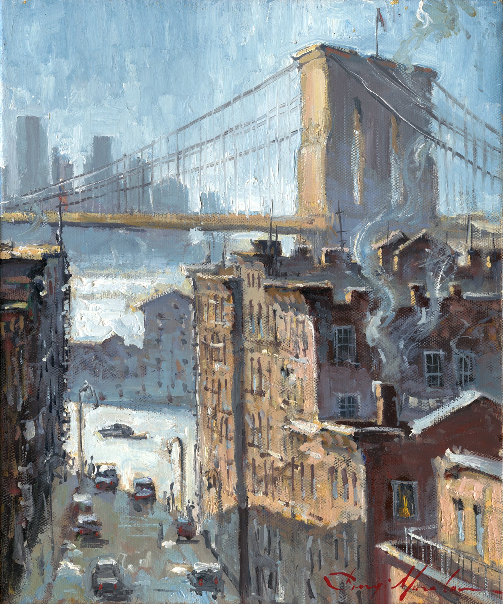 Blue Reflection Brooklyn Bridge