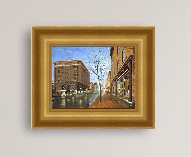 Main Street scene with  Hotel Bethlehem and Moravian Book Shop 