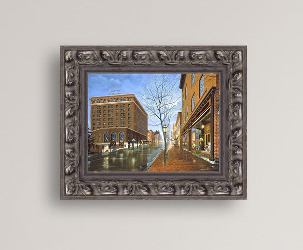 Main Street scene with  Hotel Bethlehem and Moravian Book Shop 