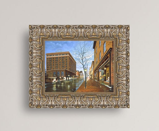 Main Street scene with  Hotel Bethlehem and Moravian Book Shop 