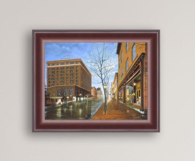 Main Street scene with  Hotel Bethlehem and Moravian Book Shop 