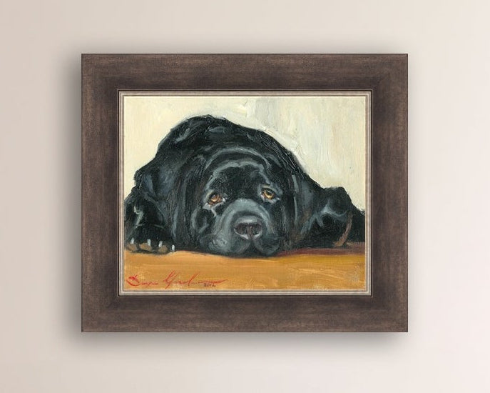 Artistic painting of a black dog Labrador 