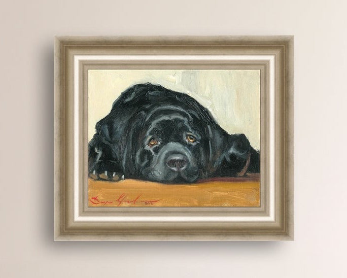 Artistic painting of a black dog Labrador 