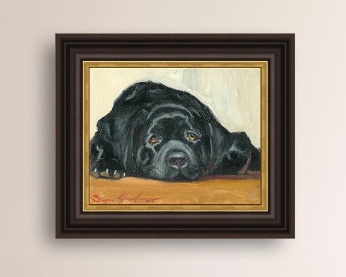Artistic painting of a black dog Labrador 