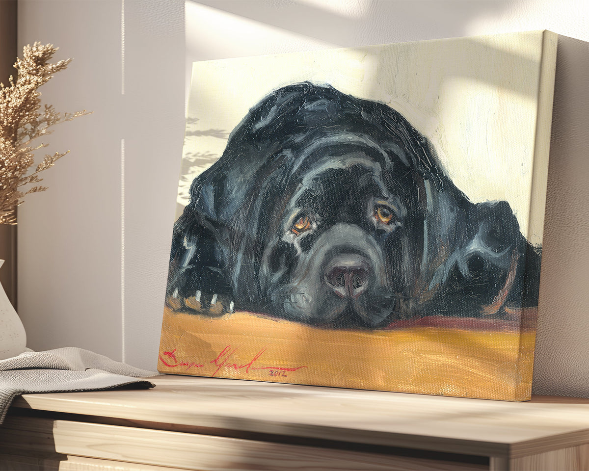 Artistic painting of a black dog Labrador 