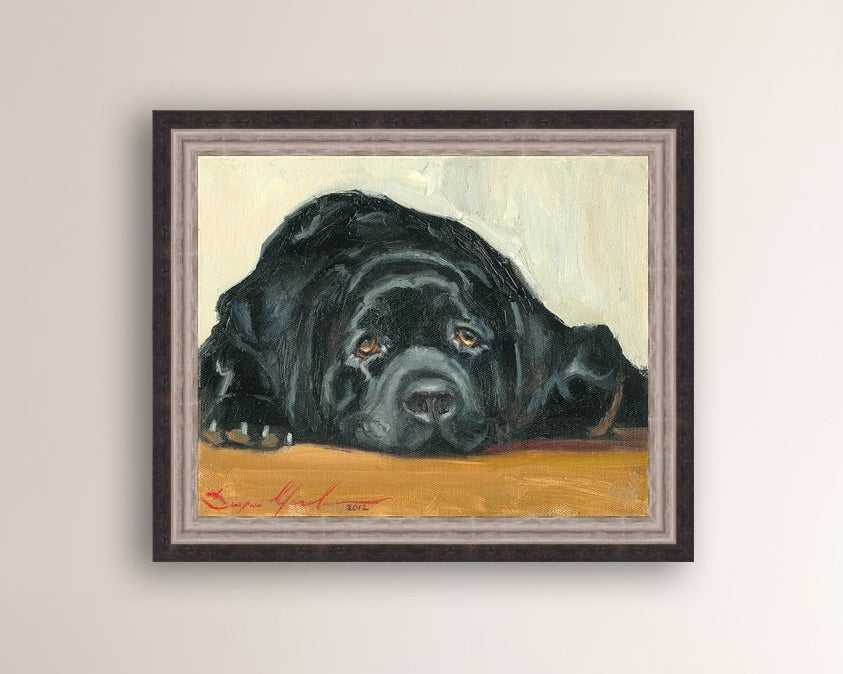 Artistic painting of a black dog Labrador 
