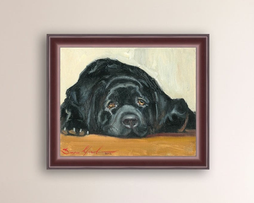 Artistic painting of a black dog Labrador 